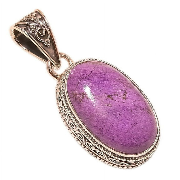Purpurite Vintage Style Solid 925 Sterling Silver Pendant 1.69"|Handmade Pendant, Gift for her, Purple Pendant, Gemstone Silver Jewelry