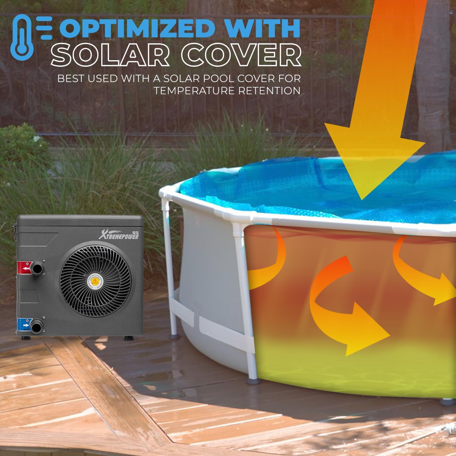 XtremepowerUS Pool Heat Pump 14,800 BTU for Above Ground Pool & Spa, Energy Efficient, 115V