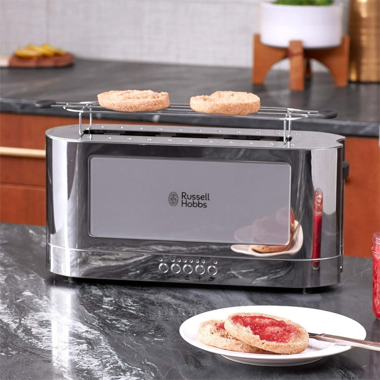 Russell Hobbs Toaster, 2-Slice Silver, Long Accent TRL9300GYR Glass