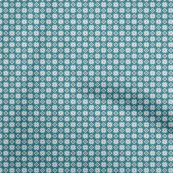 oneOone Cotton Poplin Teal Blue Fabric Christmas Sewing Fabric By The Yard Printed Diy Clothing Sewing Supplies 56 Inch Wide