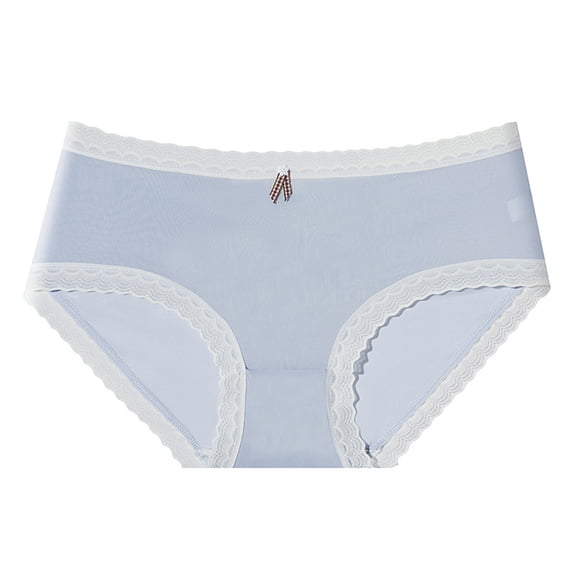Rohuuque Cotton Underwear for Women Lace Wasit Hipster Panties Soft Breathable Briefs Underwear Cotton Bikini Underwear Blue