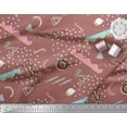 thumbnail image 2 of Soimoi Brown polyester Crepe Fabric Abstract & Dots Printed Craft Fabric by the Yard 42 Inch Wide, 2 of 3