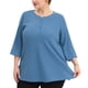 thumbnail image 1 of Blude talgrande pamujer, cuello redondo, medsolapa, man3/4, blusas básicas Azul 4XL, 1 of 6