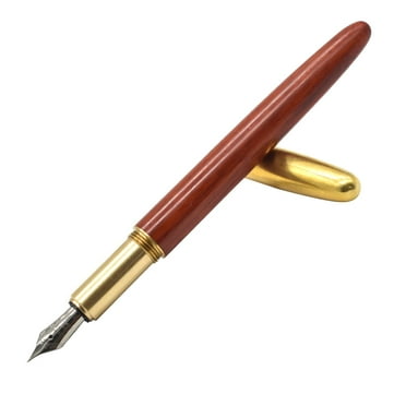 Ink Fountain Pen Wooden Calligraphy Fancy Stainless Steel Office