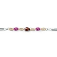 thumbnail image 2 of 925 Silver and 10K Yellow Gold Red Garnet and Pink Created Sapphire and White Lab Grown Diamond Bracelet for Women (2.06 Cttw, January Birthstone, Oval Checkerboard, Wheat Chain, 7.5 inches), 2 of 5