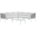thumbnail image 4 of Modway Harmony 6 Piece Outdoor Patio Aluminum Sectional Sofa Set in White White, 4 of 7