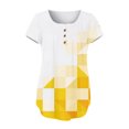 thumbnail image 4 of B91xZ Womens Vêtements d'Été T-Shirt à Manches Courtes en Coton Col Rond, Jaune S, 4 of 4