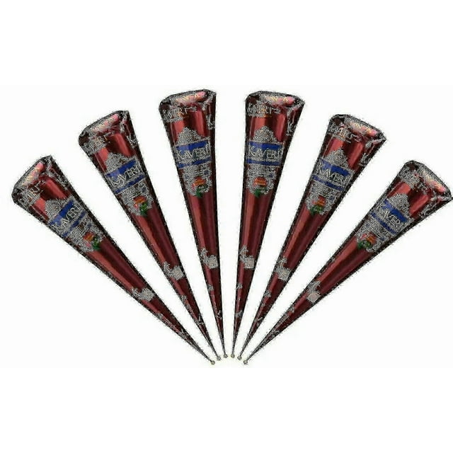 6 Fresh Quality Dark Brown Natural Henna Mehndi Cones Temperory Tattoos
