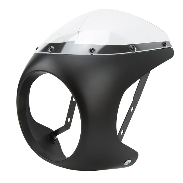 Headlight Fairing Cover, Easy Clean Front Firm Fixed Perfect Match Motorcycle Headlight Fairing For Round Headlights Motorbike Bright Black And Transparent,Matte Black And