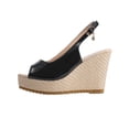 thumbnail image 2 of Miluxas Womens Evening Slingback Buckle Platform Peep Toe Wedge High Heel Pumps Shoes Black 7.5(40), 2 of 9
