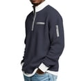 thumbnail image 5 of 2026 Men's Casual Fashion up Collar Contrasting Zipper Sweatshirt, Men's Daily Loose and Simple Waffle Half-Zip Navy 4XL, 5 of 6