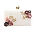 thumbnail image 1 of Bolso de noche de cuero para mujer, cartera de mano con flores para cena, fiesta, boda, color blanco (flores aleatorias), 1 of 5
