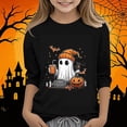 thumbnail image 2 of WAVSUF Girls Halloween Top, 3/4 Sleeve Soft Comfort Round Neck Fall Cute Festive Pullover Black 9, 2 of 6