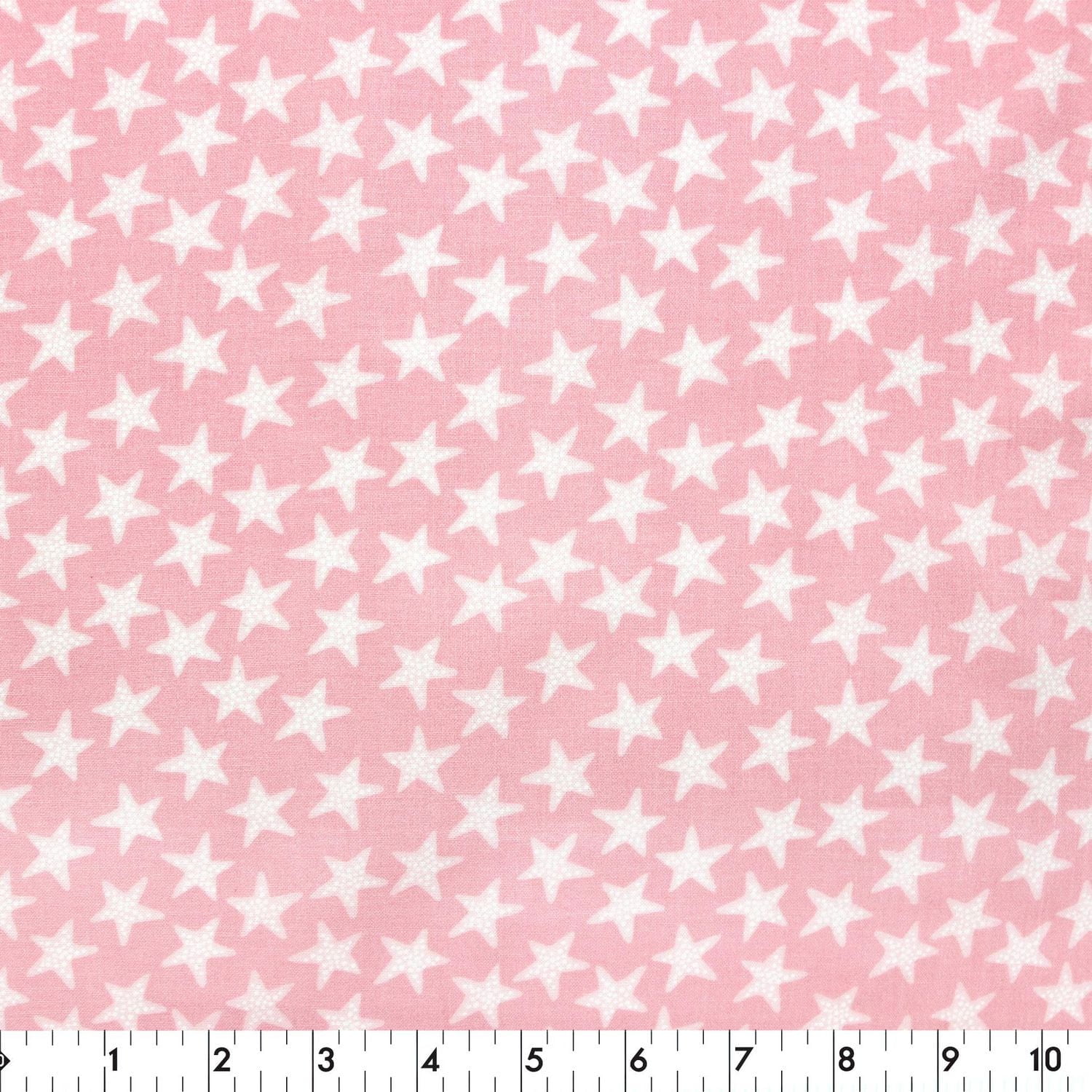 Fabric Creations Pink with White Stars Fat Quarter Pre-Cut Fabric - 18" x 21" / 45cm x 53cm, 18" x 21" / 45cm x 53cm