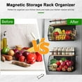 thumbnail image 2 of Magnetic Shelf for Fridge with Wood Lid Spice Rack for Refrigerator Fruit Basket with 4 Hooks for Kitchen Organization, 2 of 8