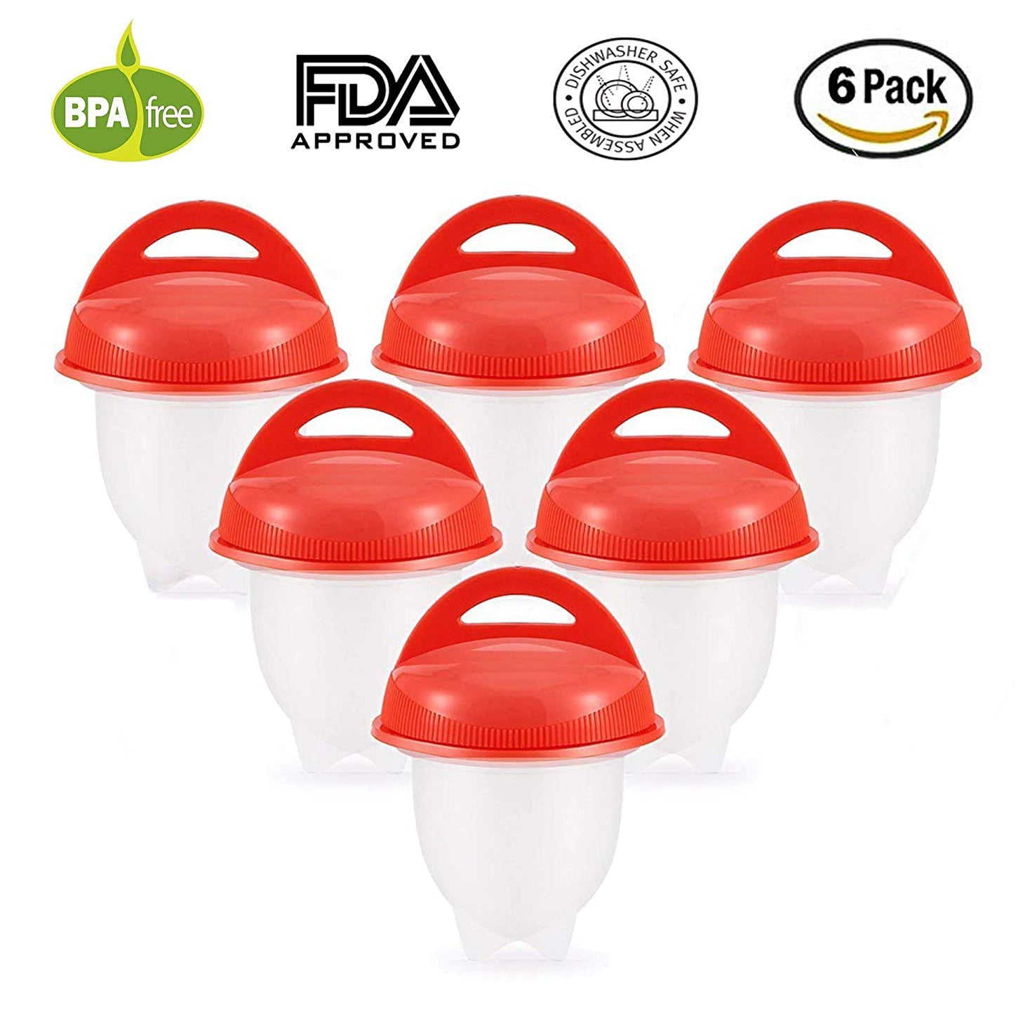 6Pcs Silicone Hard Boiled Egg Boiler Cups Cooker Poacher Steamer without Shell 