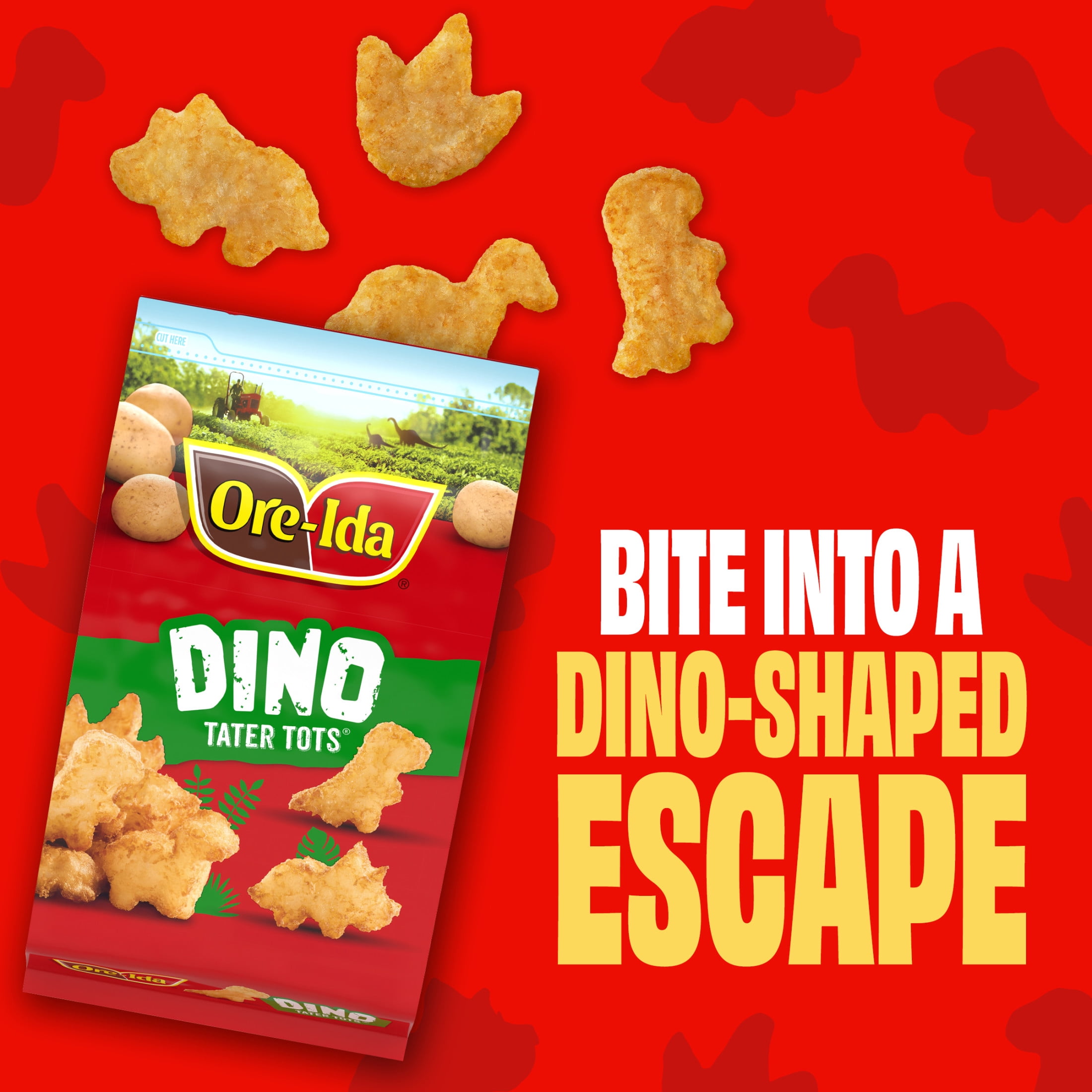 Ore-Ida Dino Shaped Tater Tots Seasoned Shredded Frozen Potatoes, 1 Bag, for Easy Snacks and Dinner Sides, Gluten-Free, 28 oz