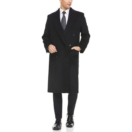 

Adam Baker Men s 54805 Overcoat Single Breasted Luxury Wool/Cashmere Full Length Topcoat-Navy - 38S