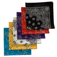 Paisley Bandana for Men and Women  22 x 22 Inch  100 Percent Cotton  Made in USA  6 Pack (Turquoise  Gold  White  Purple  Red  Black)