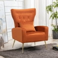 thumbnail image 5 of Tufted Upholstered Velvet Armchair for Living room, Bedroom, Orange, 5 of 6