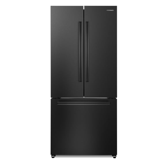 Cosmo 30 in. Vista Coll 17.5 cu. ft. Counter Depth 3-Door French Door Refrigerator, Handles, Matte Black