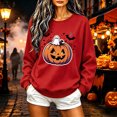 thumbnail image 5 of TKLPEHG Halloween Sweatshirts for Women 2026 Fashion Funny Ghost Jack O Lantern Pumpkin Graphic Sweatshirt Long Sleeve Crewneck Pullover (Red,S), 5 of 6