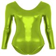 thumbnail image 5 of Trajes de gimnasia de cuello redondo de licra metálica brillante de manga larga en 10 colores para mujer, disfraces de actuación en el escenario, 5 of 5