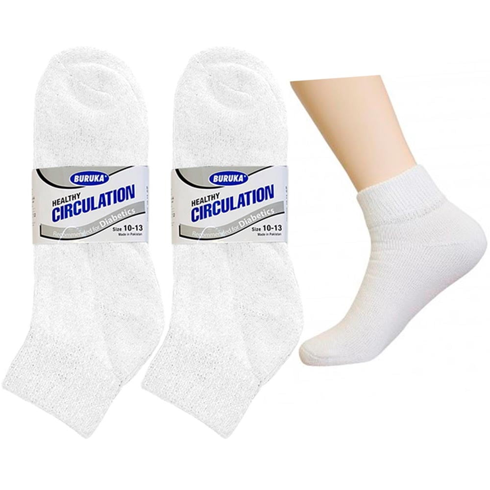 New 6 Pairs Diabetic Crew Circulatory Socks Health Mens Cotton Size 9-15 Long BK 