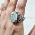 thumbnail image 3 of Natural Aquamarine Mens Ring, March Aquamarine Ring, Aquamarine Ring, Silver Jewelry, 925 Silver Ring, Gift, Heavy Mens Ring, Arabic Design, Ottoman Style Ring, Christmas, Turkey Mens Signet Ring, 3 of 7