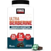 Ultra Berberine Enhanced Absorption, with GlucoVantage Dihydroberberine & Chromium, 5X Better Absorption, Lasts 2X Longer, Gentle on The Stomach, No Sugar, Chocolate Mint, 60 Soft Chews, Force Factor