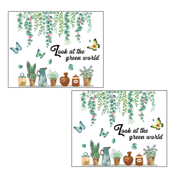 Adhesivo de pared Inteprter de 2 piezas calcomanía decorativa para dormitorio arte de dibujos animados PVC