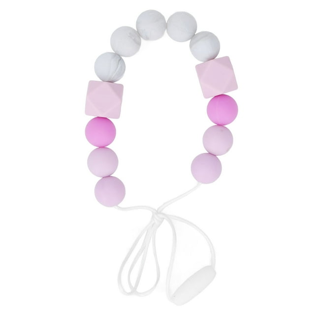 Collar de dentición para bebés, exquisito collar de silicona suave masticable con cuentas para masaje de encías, morado