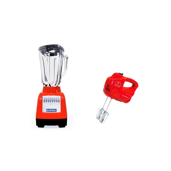 Combo Licuadora BARTECH 750W y Batidora 200W ROJO