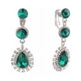 thumbnail image 7 of Clip on 2" gold or silver circle and teardrop stone dangle earrings, 7 of 7