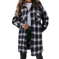 thumbnail image 1 of Manteau à Carreaux Doublé pour Femmes Classique d'Hiver à Boutons avec Poches, 1 of 9