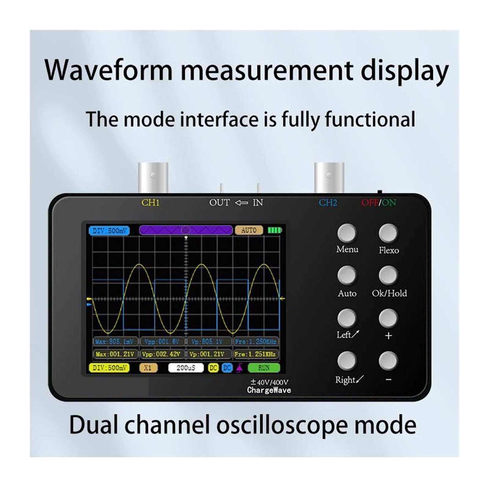 Handheld 10M Analogue Bandwidth 50M Sampling Rate Compact Portable Digital Oscilloscope Current Oscilloscope Cellphone Repairs ,Professional Designed