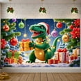 thumbnail image 3 of Dinosaur Theme Christmas Banner Christmas Dinosaur Christmas Banner Colorful Ornaments Gift Design Xmas Banner for Christmas Party Kids Holiday Indoor Decoration, 3 of 9