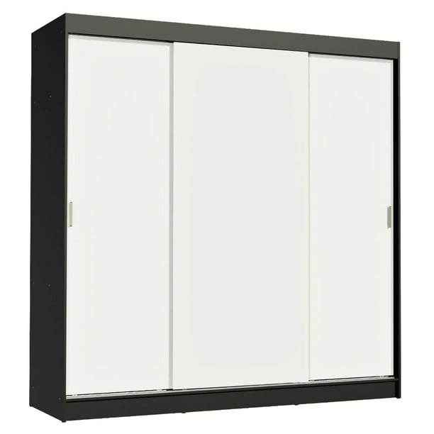 Ropero Closet Madesa Reno 3 Puertas Corredizas Blanco Negro