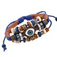 thumbnail image 1 of Pulsera de cuero de vaca con ojos de cuentas (azul), diseño desplegable, regalo de Navidad, fiesta o cumpleaños JM, 1 of 5