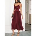 thumbnail image 3 of Cupshe Women's Red Satin Twist & Keyhole Pleated Maxi Dress, Size S-XL, 3 of 5