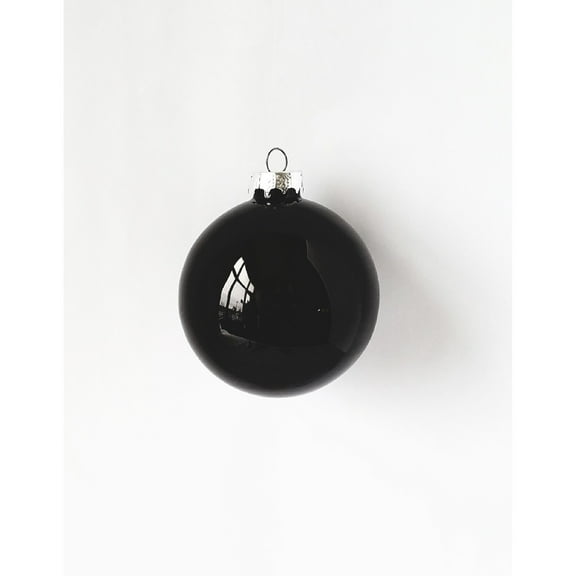 Whitehurst Shiny Glass Christmas Ball Ornaments - 3.25" (80mm) - Black - 8ct