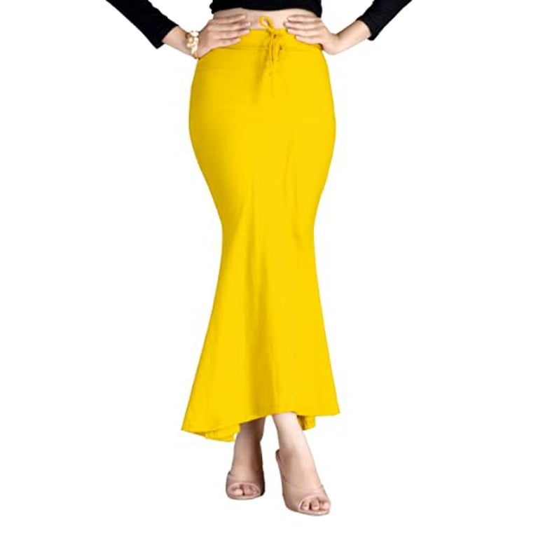 eloria Yellow Cotton Blended Shape Wear for Saree Petticoat Skirts for  Women Flare Saree Shapewear