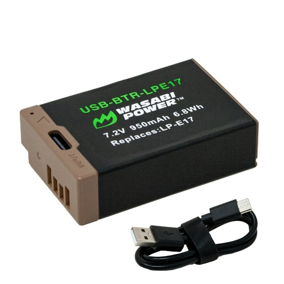 Wasabi Power USB Battery for Canon LP-E17 with USB-C Fast Charging