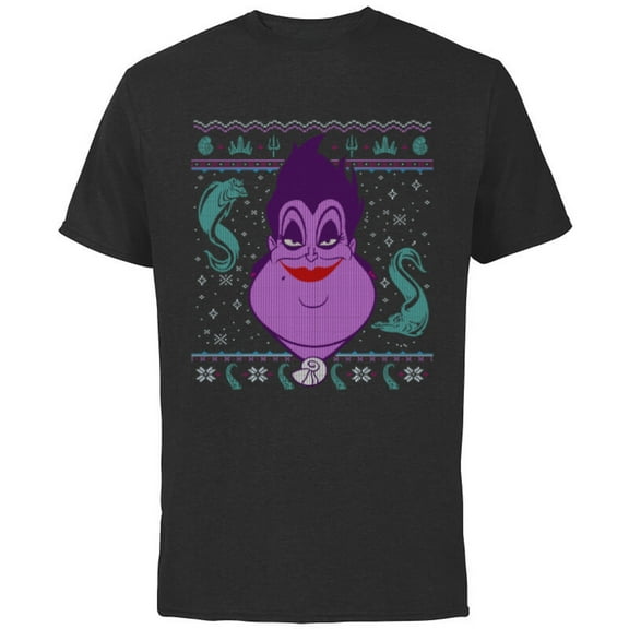 Disney Villains Ursula Ugly Christmas Sweater - Short Sleeve Cotton T-Shirt for Adults - Customized-Black