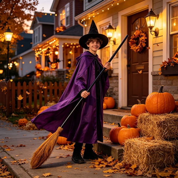 OKKVV Witches Broom 39.4 in Length(Detachable) – Halloween Costume Accessory & Decoration | Wicked Witch Broomstick Decor for Halloween Decarations