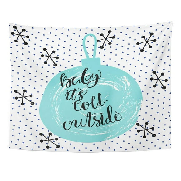 POGLIP Blue BRR Christmas Winter Baby It Cold Outside Modern Ball in Pastel Color Palette on Dots Abstract Wall Art Hanging Tapestry Home Decor for Living Room Bedroom Dorm 60x80 inch