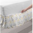 thumbnail image 2 of Grey and Yellow Bed Skirt, Grunge Sketchy Romantic Roses Leaves Cotton Flowers with Dots Image, Elastic Bedskirt Dust Ruffle Wrap Around for Bedding Decor, 4 Sizes, Yellow Grey White, by Ambesonne, 2 of 2