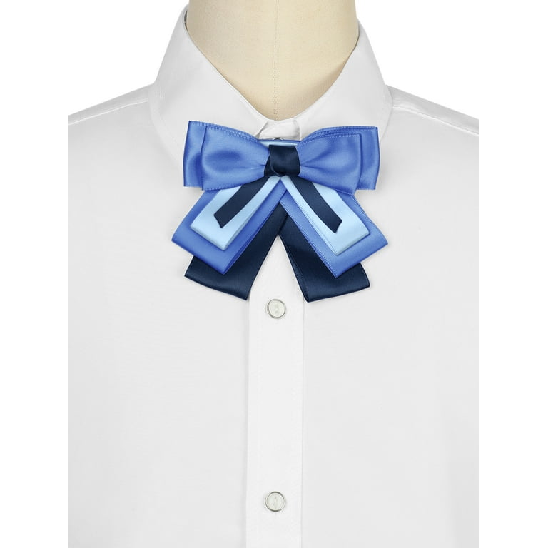 Elerevyo Women's Bowknot Ribbon Bow Brooch Elegant Blue Pin Bow
