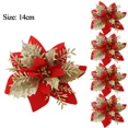 thumbnail image 3 of 10/1 piezas de 15 cm de flores navideñas con purpurina, flores artificiales de Pascua, adorno para árbol de Navidad, decoración del hogar, Navidad, Año Nuevo, 3 of 5