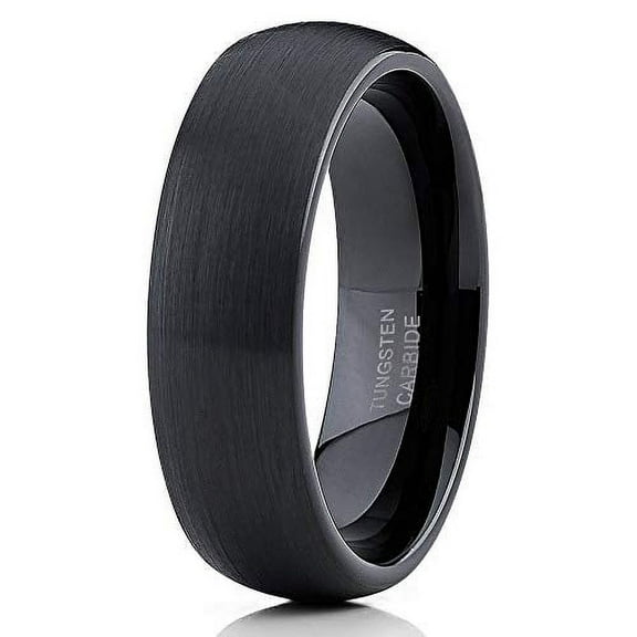 Black Tungsten Wedding Band Dome Black Tungsten Ring Anniversary Ring Men and Women Black Tungsten Band 6mm Comfort Fit